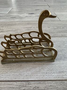 Brass Swan Letter Holder - Vintage-Style Desk Organizer